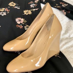 Nude Patent Leather Wedge